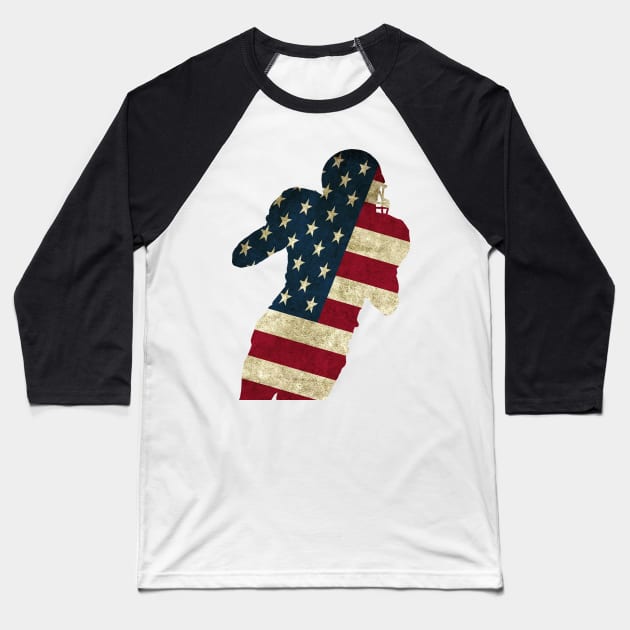 American Flag Gridiron Player Baseball T-Shirt by shellysom91